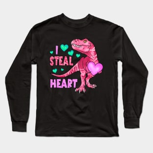 I Steal Heart Dinosaur Heart Valentine Long Sleeve T-Shirt
